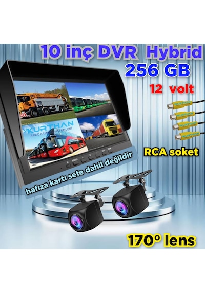 10 İnç Dvr Ekran 2 Adet 170'' Balık Gözü Lens Geniş Açı Kamera