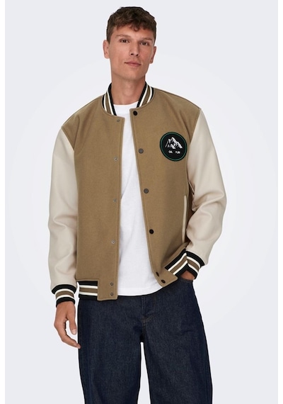Only & Sons Onsjason Varsıty Jacket Otw Acık Kahve 001