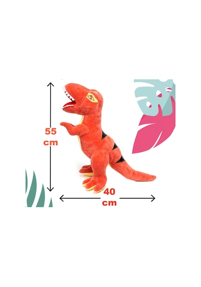İthal Soft Kumaş Xl Boy Dinozor Tyrannosaurus T-rex Figür Peluş Oyuncak Uyku & Oyun Arkadaşı 55 Cm. Turuncu