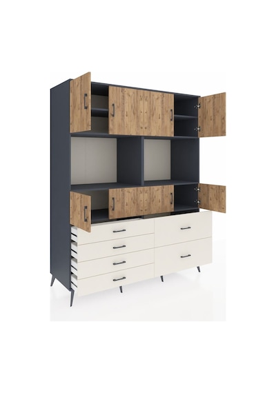 Kronos Gardrop 8 Raflı 6 Çekmeceli 8 Kapaklı 176x59x221 Antrasit-çam/aytaşı Çam/aytaşı Kronos Gardrop 8 Raflı 6 Çekmeceli 8 Kapaklı 176x59x221 Antrasit-çam/aytaşı Çam/aytaşı