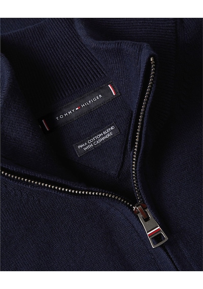 Tommy Hilfiger Pıma Org Ctn Cashmere Zıp Mock Erkek Mavi Kazak - Mw0mw28049
