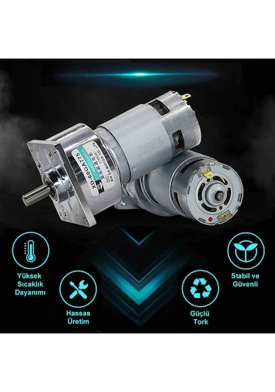 Xd-60ga775 Dc Motor 24v 30rpm 35w 40kg.cm Yüksek Tork Kuvvet Metal Dişli Redüktörlü Robot Cnc
