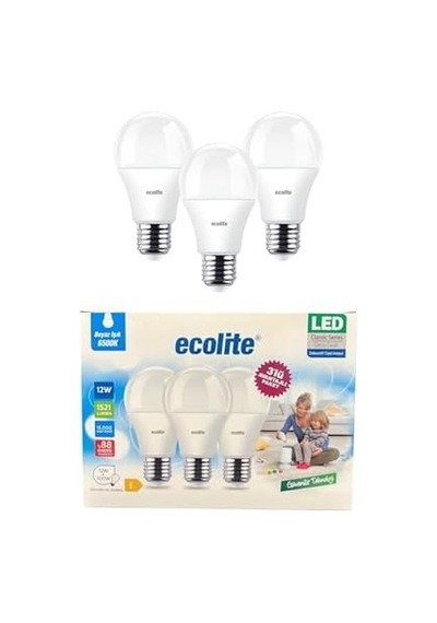 12w Led Ampul 3 Lü Paket 1521 Lümen, 6500k Beyaz Işık, 100w Eşdeğer, E27 Duy, Enerji Tasarruflu, 220v, Dim Edilemez