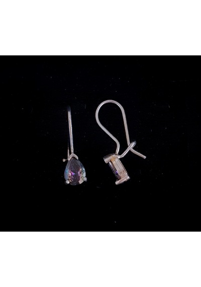 Damla Model Mistik Topaz Taşlı Çengelli Gümüş Çocuk Küpesi