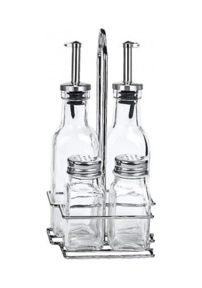 Standlı Cam Yağlık Sirkelik Tuzluk Karabiberlik Seti-200 Ml