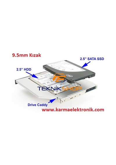 Toshiba Uyumlu Dvd-Ssd Çevirici Adaptör Kızak 9.5Mm Ince Versiyon