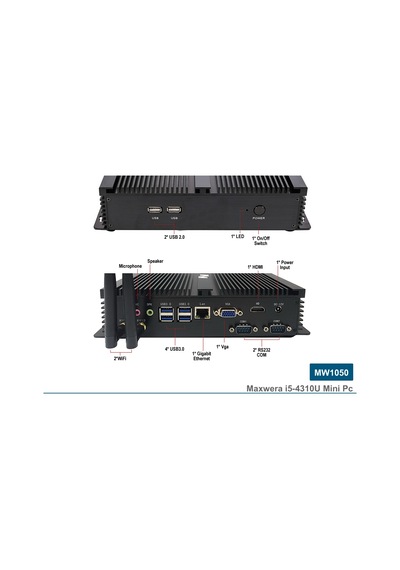 Maxwera MW1050 i5-4310U 8 GB 256 GB SSD Wi-Fi Free Dos Mini PC