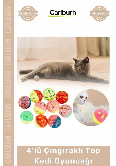 Özel Üretim Kedi Oyun Eğlence Canlı Renk Dayanıklı Aktif 4'lü Çıngıraklı Top Kedi Oyuncağı