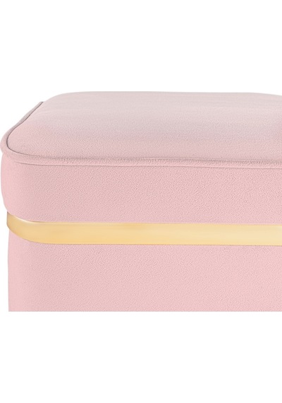 Zengo Gold Twin Line Kare Puf -pembe Kumaş, Dekoratif Makyaj Masası Pufu-modern Style