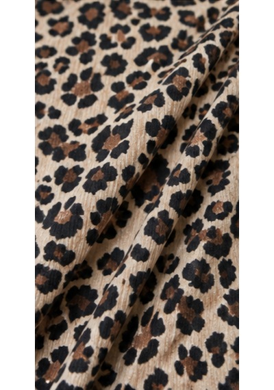 Cocosushicooo Büyük Beden Leopar Desenli Volanlı Elbise Kısa Kollu Rahat Günlük Elbise