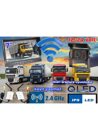 Kablosuz 7 İnç Monitör Metal Kasa Kamera Set Kayıt Yapmaz 12 24 V