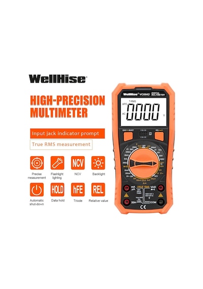 Wellhise Vc890d Ölçü Aleti Multimetre Avometre Nvc Işıklı Ekran El Feneri True Rms