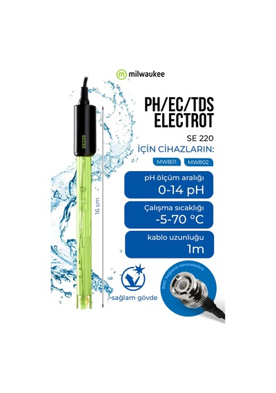 Milwaukee Se220 Çift Bağlantılı Ph Prob Bnc Ph Elektrodu