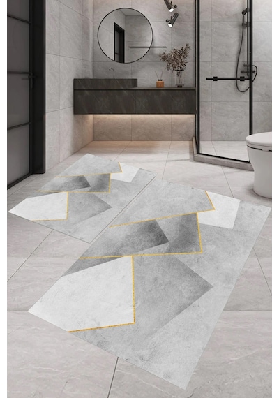 Eliana Home Dijital Baskı 2'li Banyo Paspas Takımı Lna5-fnl298 100x60 Ve 60x50 Cm Gri