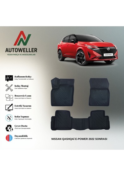 Nissan Qashqai 2022 Sonrası Uyumlu Havuzlu Oto Paspas E-power