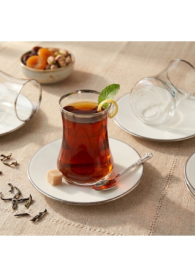 Koleksiyon Dervish Platin 12 Parça 6 Kişilik Çay Takımı Renkli