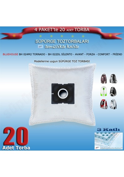 Bh 024m2 Tornado - Avant - Forza - Confort Friend Modellerine Uygun 20 Adet Toz Torbası 200120