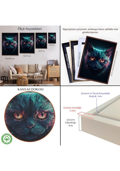Miyrem^ Canvas Serie Savaşçı Kedi Tablosu-7900