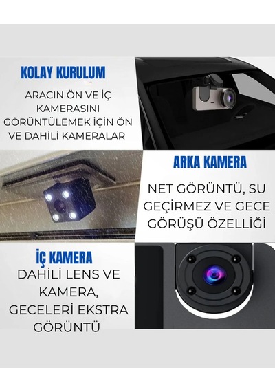 Buğz Üç Kameralı Wi Fi Araç İçi Kamera Gps Takip & G-sensor Özellikli Güvenlik Çözümü