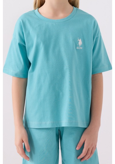 U.S. Polo Assn. U.s. Polo Assn Kız Çocuk Mavi Bermuda Takım Us1848-c-v11 Mavi