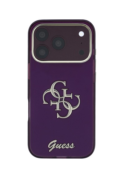 Apple iPhone 18 Pro Max Uyumlu Kılıf Guess Lisanslı Yazı Ve 4g Büyük Metal Logolu Silikon Kapak Mor