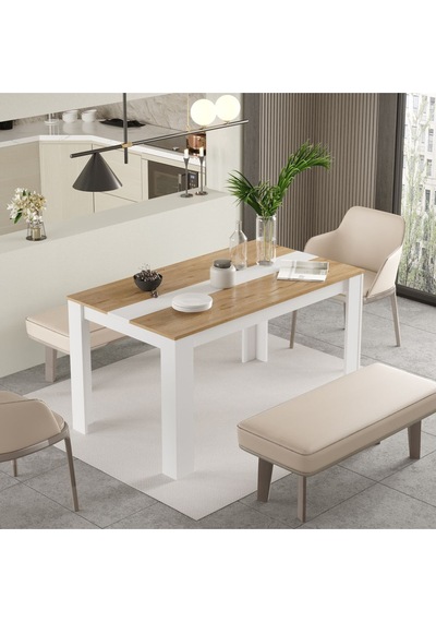 Aven Yemek Masası 140x80 Sepet-beyaz Ave22-sw Sepet Ceviz - Beyaz