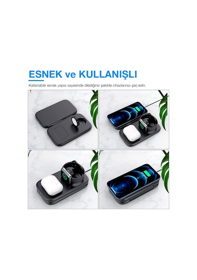 Ally W66 15W 3 In1 Android + Apple Uyumlu iPhone Taşınabilir Mini Kablosuz Hı