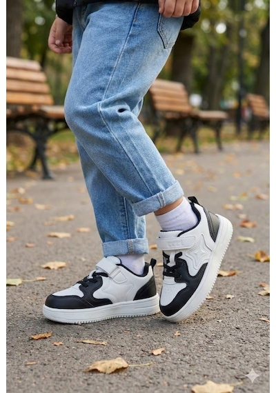 Fort Eldon Cool Rahat Hafif Anatomik Sneaker Erkek Çocuk Ayakkabı SİYAH-BEYAZ