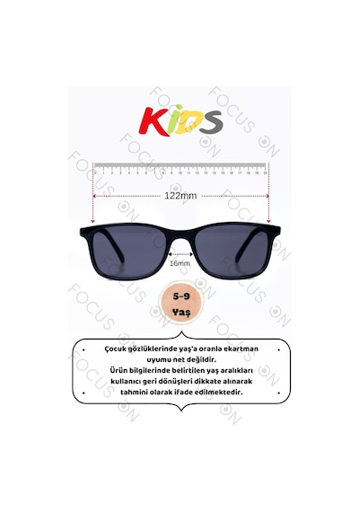 Focus On KS007-C1-P-FÜME Siyah Polarize Çocuk Güneş Gözlüğü