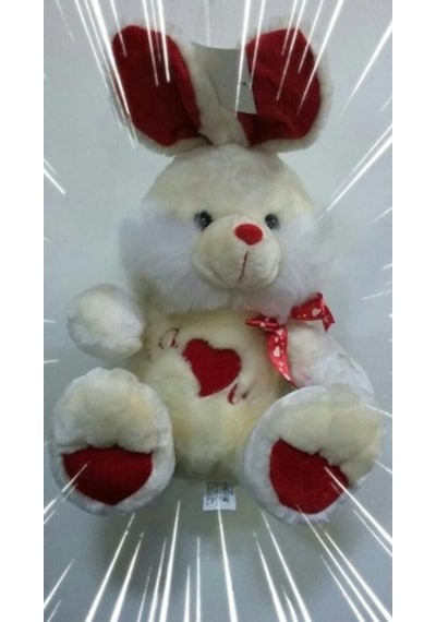 Sevgililer Gününe Müzikli Kalpli Tavşan Beyaz 45 Cm-37 Cm