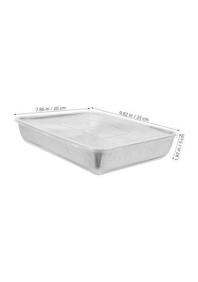 Çok Amaçlı Paslanmaz Çelik Fırın Ve Saklama Kabı 25x20x5 Cm Açık Lacivert