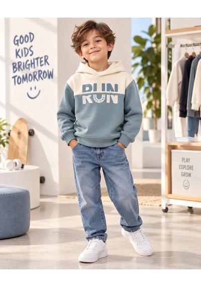 Ta&ce Kıds Tace Kıds Erkek Çocuk Kapüşonlu Sweatshirt Mavi - Ekru Renkli Ve Ön Baskılı Ekru - Mavi Ta&ce Kıds Tace Kıds Erkek Çocuk Kapüşonlu Sweatshirt Mavi - Ekru Renkli Ve Ön Baskılı Ekru - Mavi