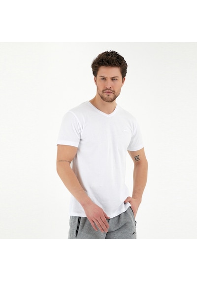 Slazenger SARGON KTN Erkek V Yaka Beyaz Tişört