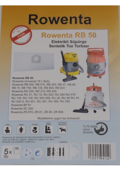 Rowenta Rb50 Yıkamalı Sentetik 4 Paket 20 Adet