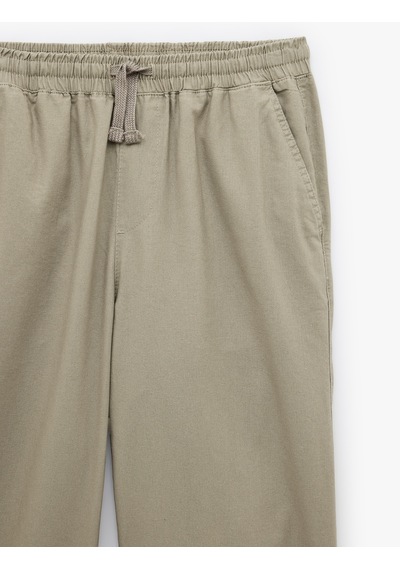 Koton Pamuk Keten Karışımlı Bol Loose Fit Beli Bağcıklı Yazlık Pantolon Gri 6sam40160hw