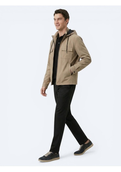 Kip Açık Kahve Regular Fit Kapüşonlu Casual Dokuma Mont Kahverengi