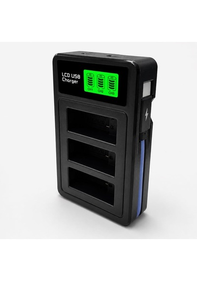 Coverzone Gopro Hero 9 Hero 10 Hero 11 Hero 12 İle Uyumlu 3 Slot Lcd Ekranlı Usb Batarya Şarj Cihazı Ahdbt-901 Ahdbt-