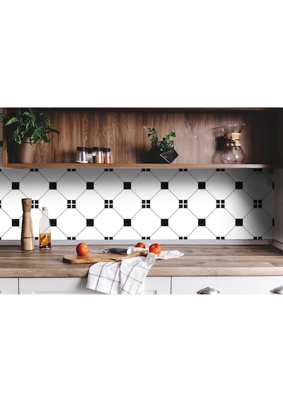 Kendinden Yapışkanlı Siyah Geometrik Desenli Pvc Karo 30x30 Cm 56 Adet 5m2