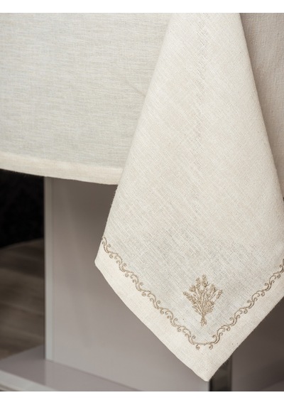 Cotton Box Keten Masa Örtüsü Takımı Pera Ekru 175x240