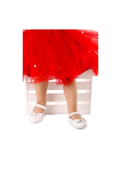 Kiko Kids Cırtlı Fiyonklu Kız Çocuk Babet Ayakkabı Ege 201 Cilt Beyaz