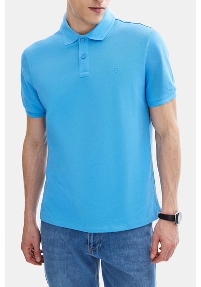 Backandbond Gök Mavi Regular Fit Örme Polo Yakatişört