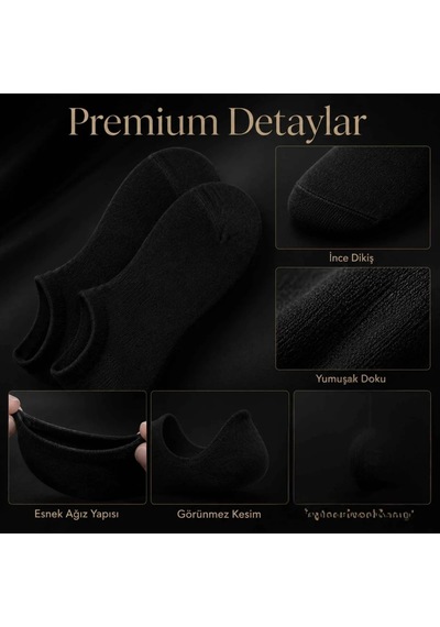 Genel Kadın Görünmez Sneaker Babet Çorap 6'lı Geri Dönüşüm İplikli, Nefes Alan, Siy Siyah 6'lı / 36-40
