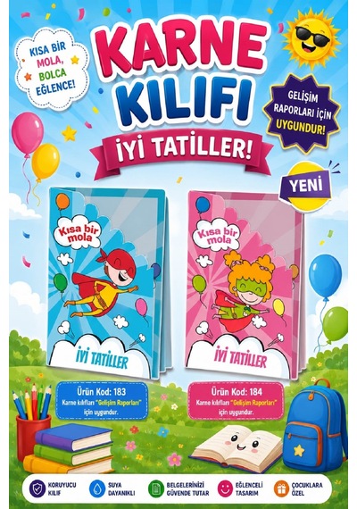 Ata Okul Öncesi Ve İlkokullar İçin Karne Kılıfı Gelişim Dosyasına Uygun Ürün Kodu:183+184 20+20 Adet