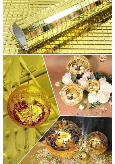 Buffer Kare Gold Cam Mozaik Fayans Çıkartmaları El İşi Kare Cam Fayans Kendinden Yapışkanlı Aynalı Dekor Pane 11