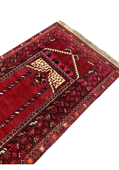 El Dokuma Afgan Halısı Seccade 73x120 Kırmızı %100 Yün Kök Boya Namazlık Kırmızı