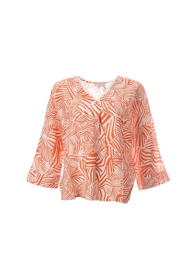 Canel Oversize V Yaka 3/4 Kol Kadın Bluz - Geometrik Desen Zebra Canel Oversize V Yaka 3/4 Kol Kadın Bluz - Geometrik Desen Zebra