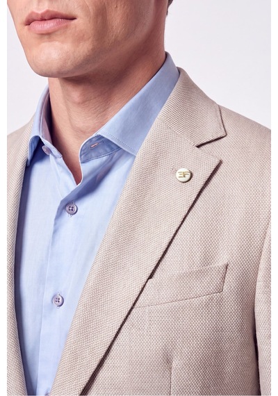 Comfort Fit Torba Cep Esnek Pamuklu Bej Blazer Ceket C 740