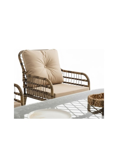 Capri Swing Pisa Üçlü Rattan Bahçe Balkon Oturma Grubu Kahve 753