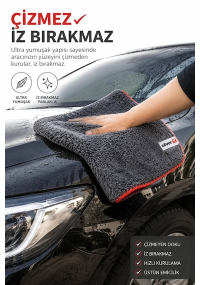 Premium 600 Gsm Peluş Mikrofiber Araç Kurulama Havlusu 40x60 Cm Ultra Emici Oto Kurulama Bezi Çizmez İz Ve Tüy Bırakmaz