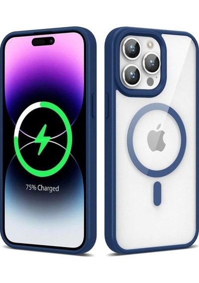 Apple Uyumlu iPhone 14 Pro Max Kılıf M-safe Wireless Şarj Özellikli Silikon Zore Ege Kapak Lacivert